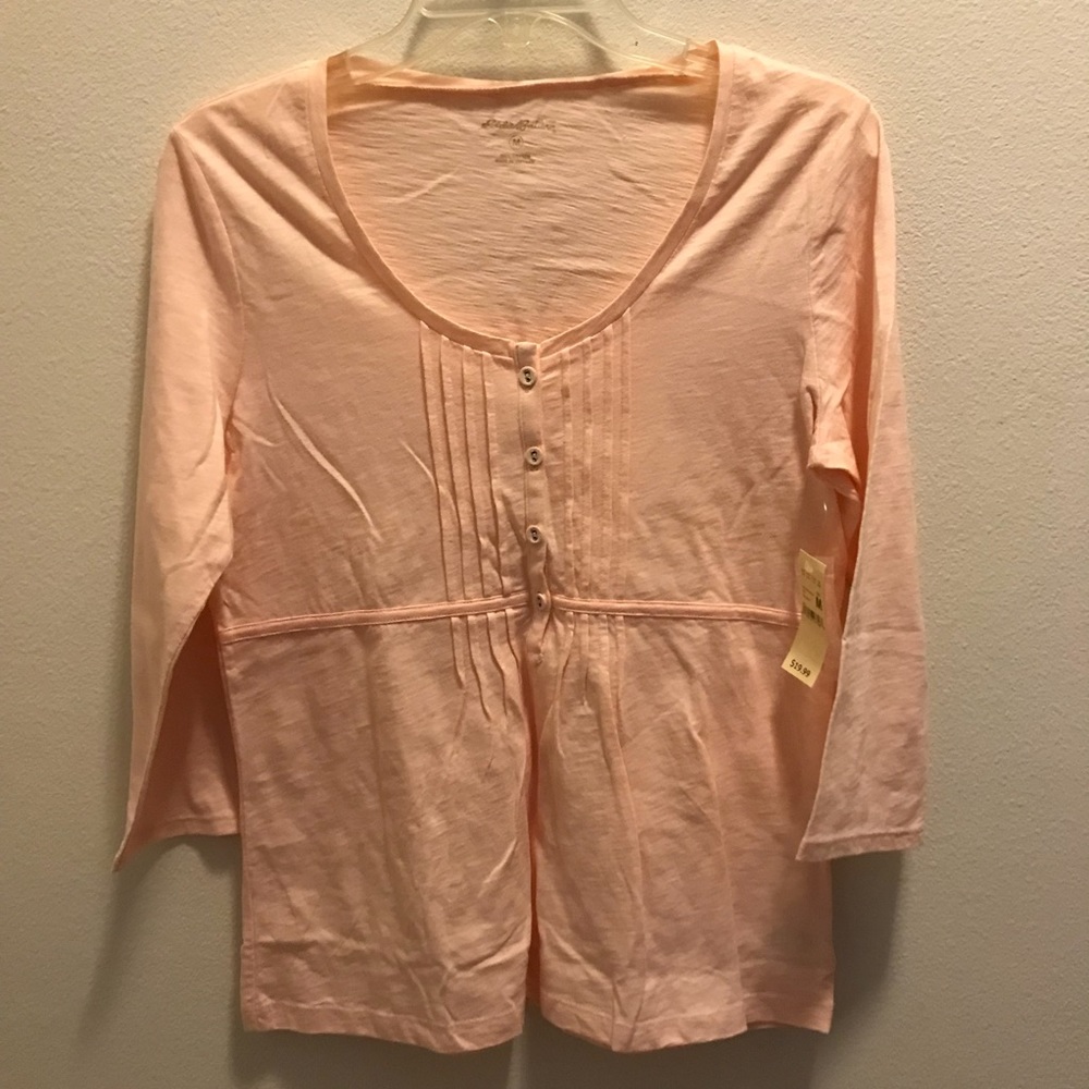 Eddie Bauer 3/4 length sleeve light pink shirt